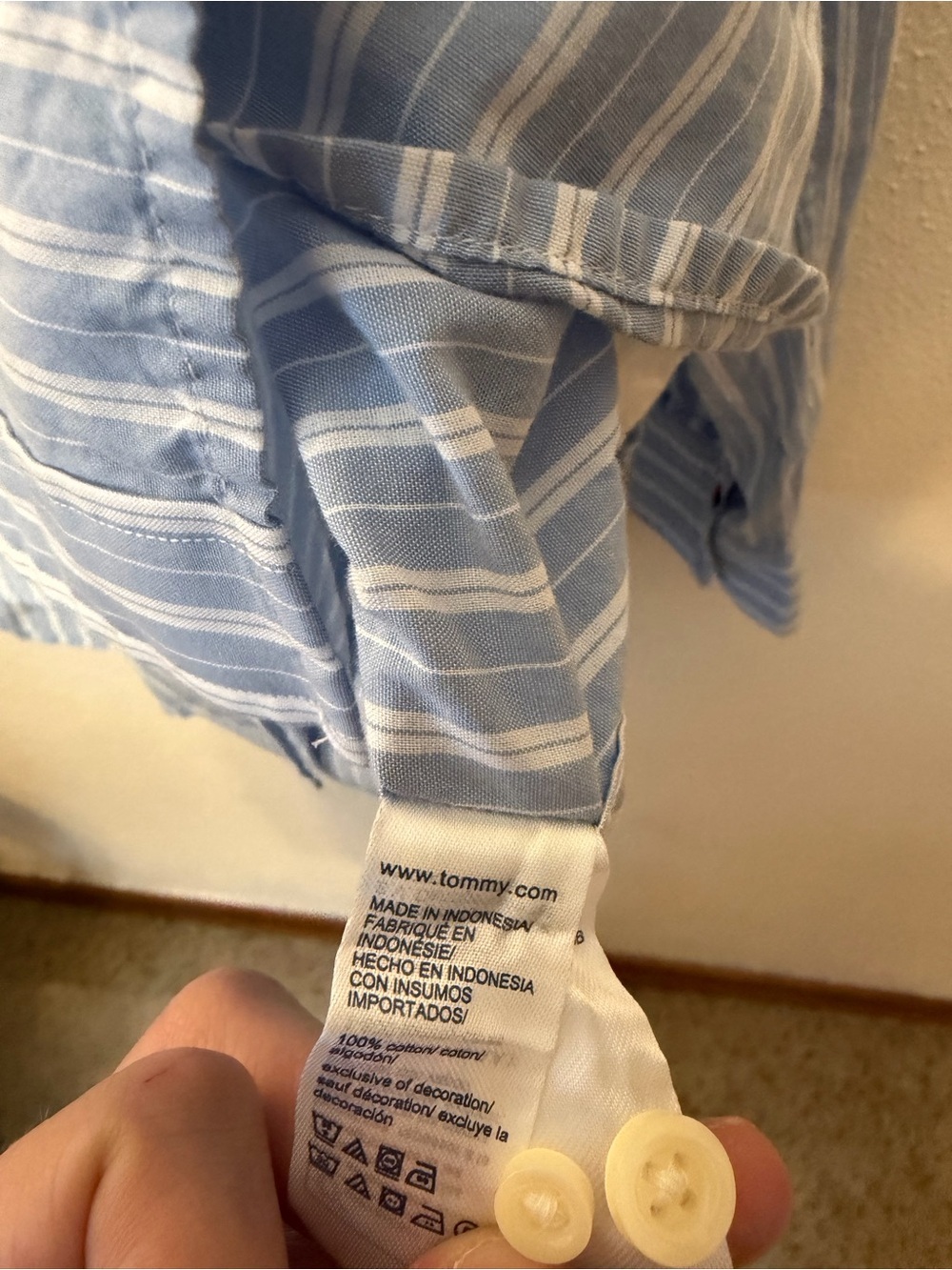 Tommy Hilfiger Light Blue and White Striped Button-Down Shirt - Picture 11 of 11